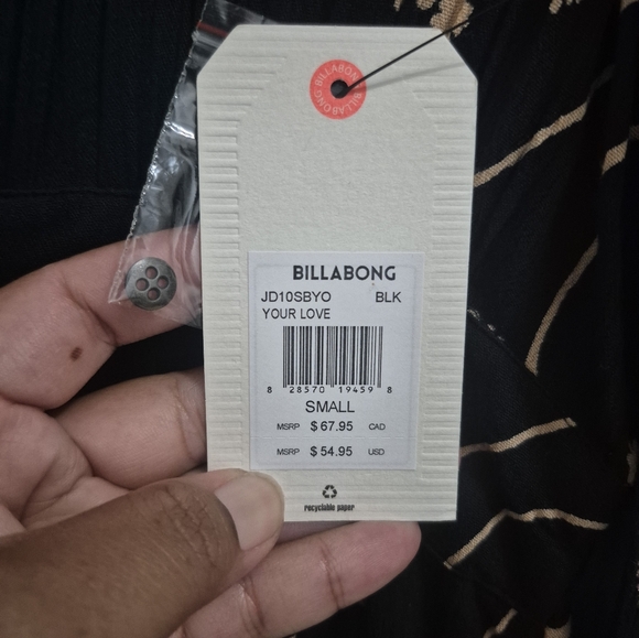 Billabong Black and Cream Floral Dress - Picture 4 of 5